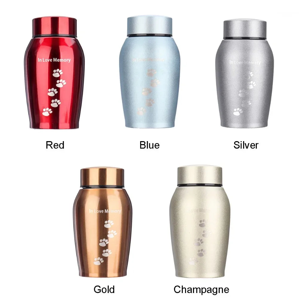Multi-Colored Stainless Steel Pet Cremation Urn – Sealed Memorial Jar for Dog, Cat, Bird & Small Animal Ashes, Pet Loss Souvenir