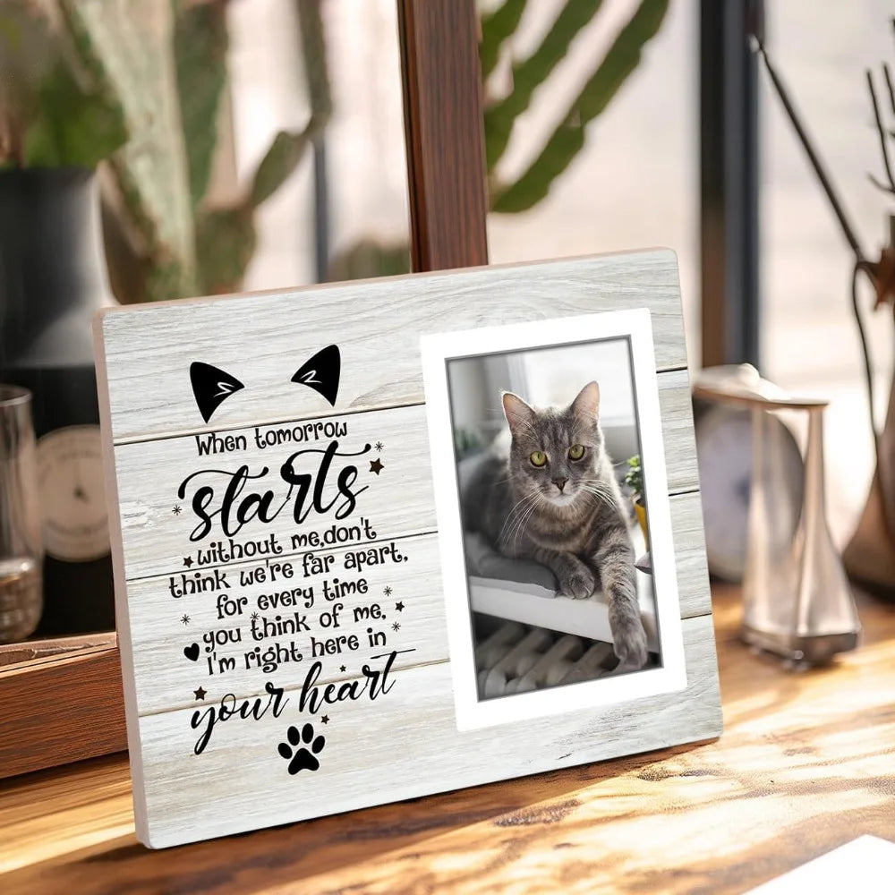 Cat Memorial Picture Frame – 4x6 Pet Loss Sympathy Gift & Memory Keepsake for Cats