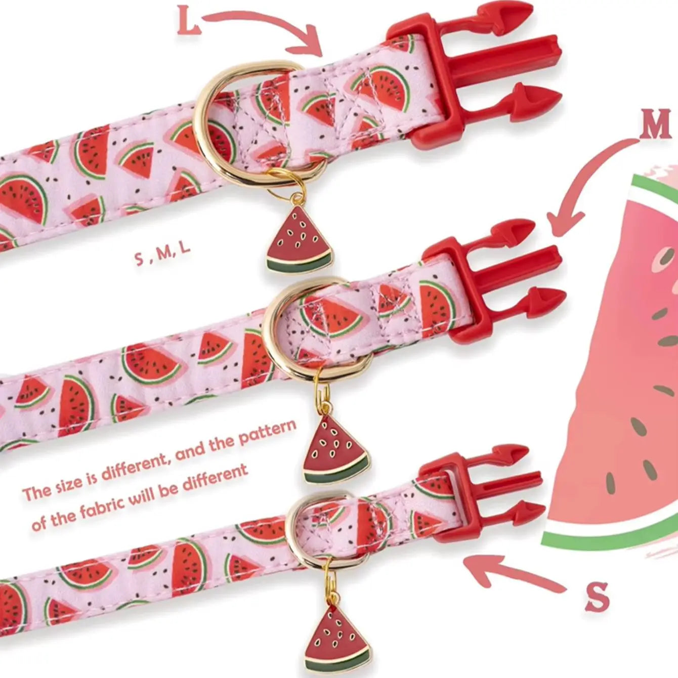 Fruit Pattern Pet Collar with Metal Pendant – Adjustable Dog & Cat Collar for Puppies and Small Pets