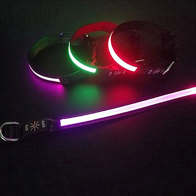 LED Glowing Dog Collar – USB Rechargeable Adjustable Flashing Safety Night Light for Small, Medium & Large Dogs