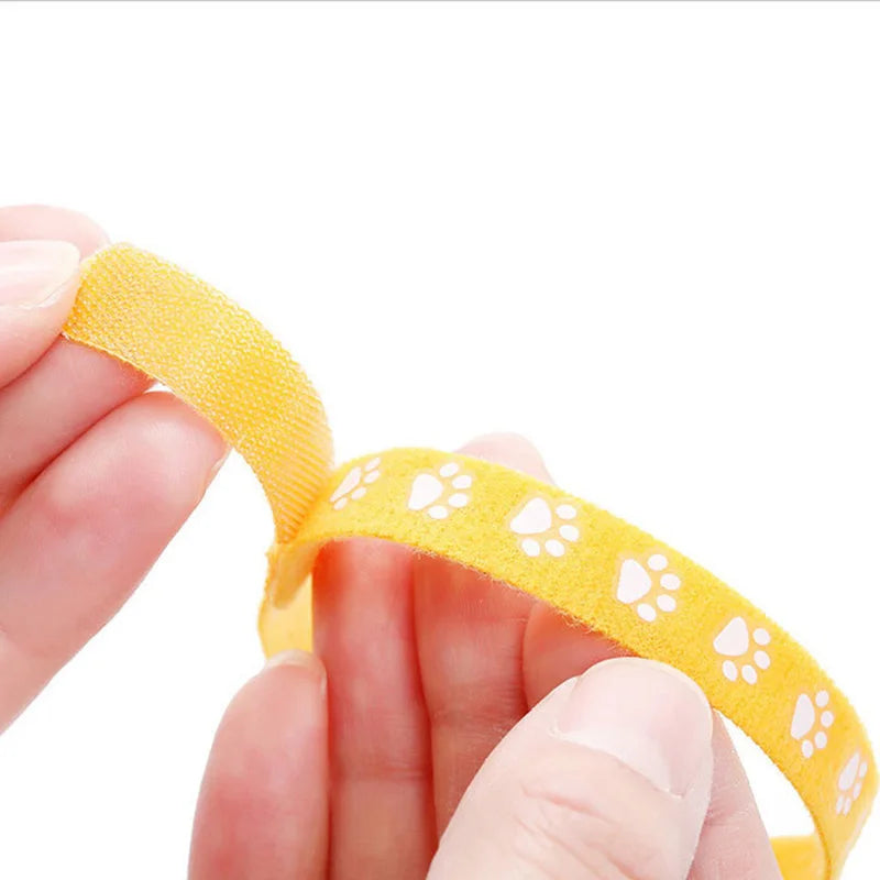 6/12PCS Newborn Puppy & Kitten Identification Collars – Adjustable Footprint Pattern Whelping Collars for Pet Classification