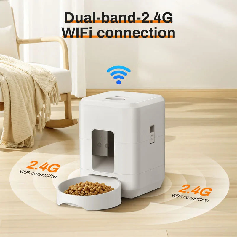 Smart Pet Feeder 2L Automatic WiFi Enabled Cat & Dog Food Dispenser – App Control Auto Feeding System