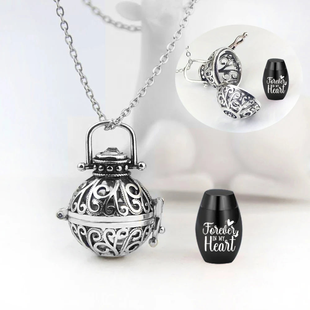 ,Vintage Hollow Flower Urn Necklace – Stainless Steel Cremation Jewelry Memorial Keepsake Pendant for Ashes