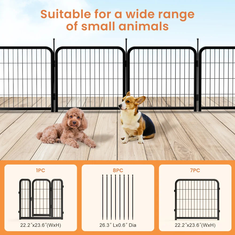 12-Panel Outdoor Dog Playpen – 24" Portable Pet Fence for Small Dogs, Puppies, Rabbits & Small Animals