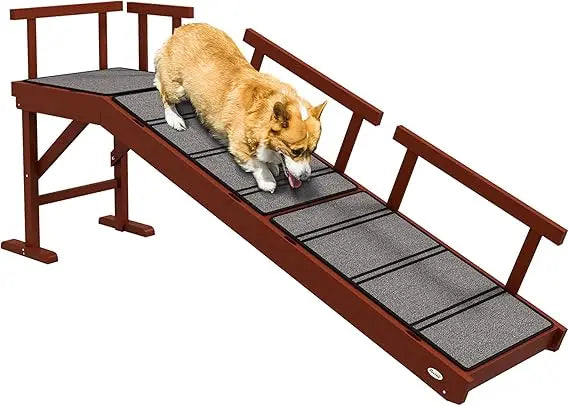 60" Dog Ramp with Removable Guardrails – Non-Slip Pet Ramp for Bed & Couch