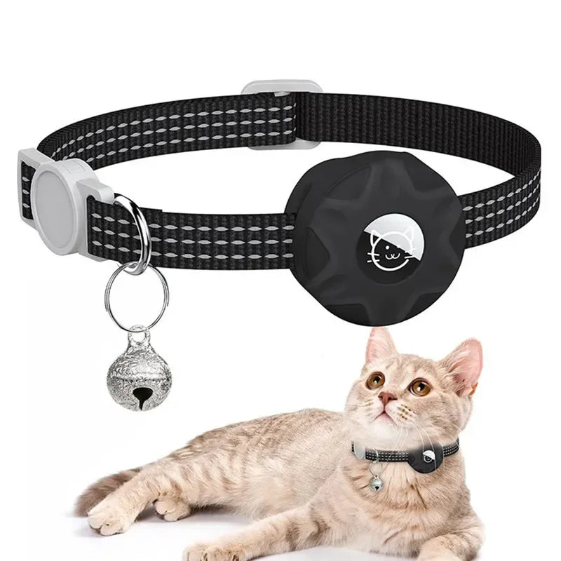 Apple AirTag Cat Collar – Adjustable Reflective GPS Kitten Collar with AirTag Holder & Bell for Boy & Girl Cats