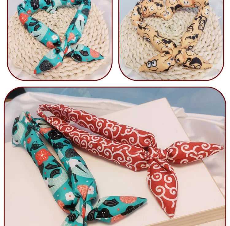 Japanese Farmhouse Style Dog Bandana – Soft Cotton Pet Scarf with Bow Accent for Akita, Shiba & More
