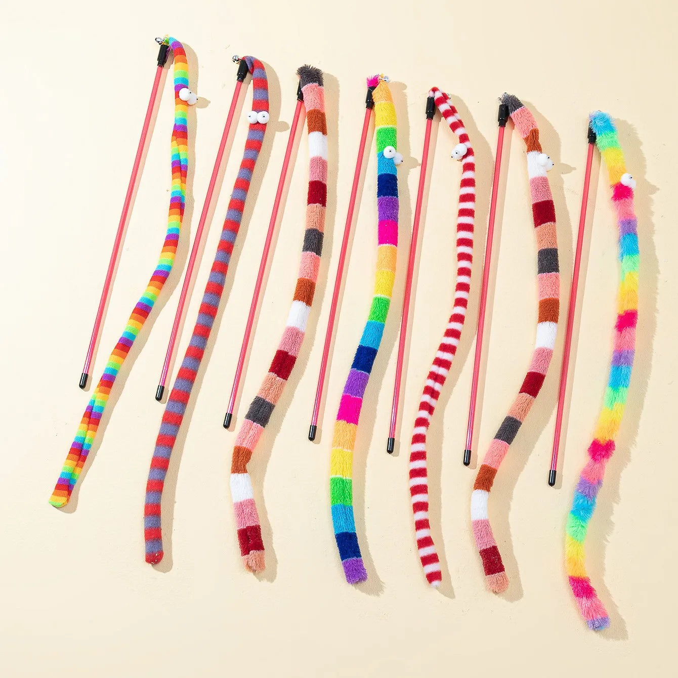 Caterpillar Cat Teaser Wand – Colorful Feather Toy for Interactive Play