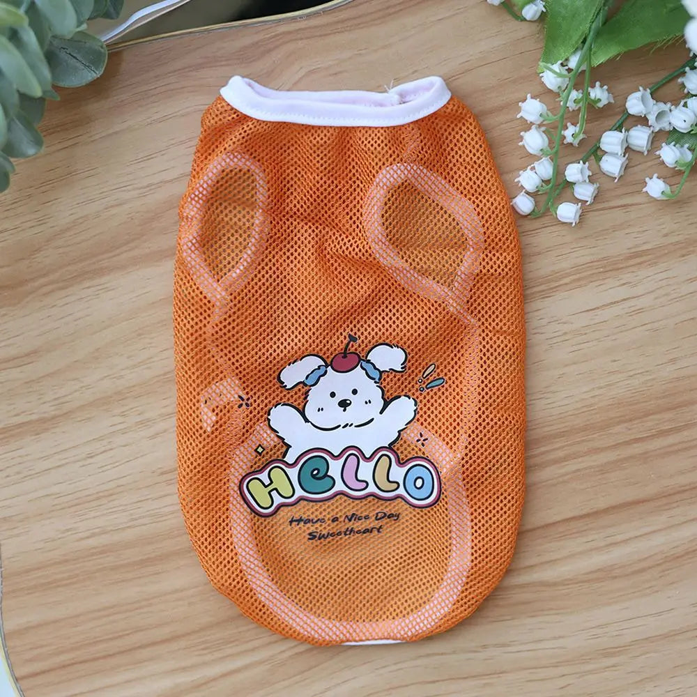 Spring & Summer Mesh Pet Vest – Lightweight Cartoon Print Vest for Cats and Dogs (Medium & Large Breeds)