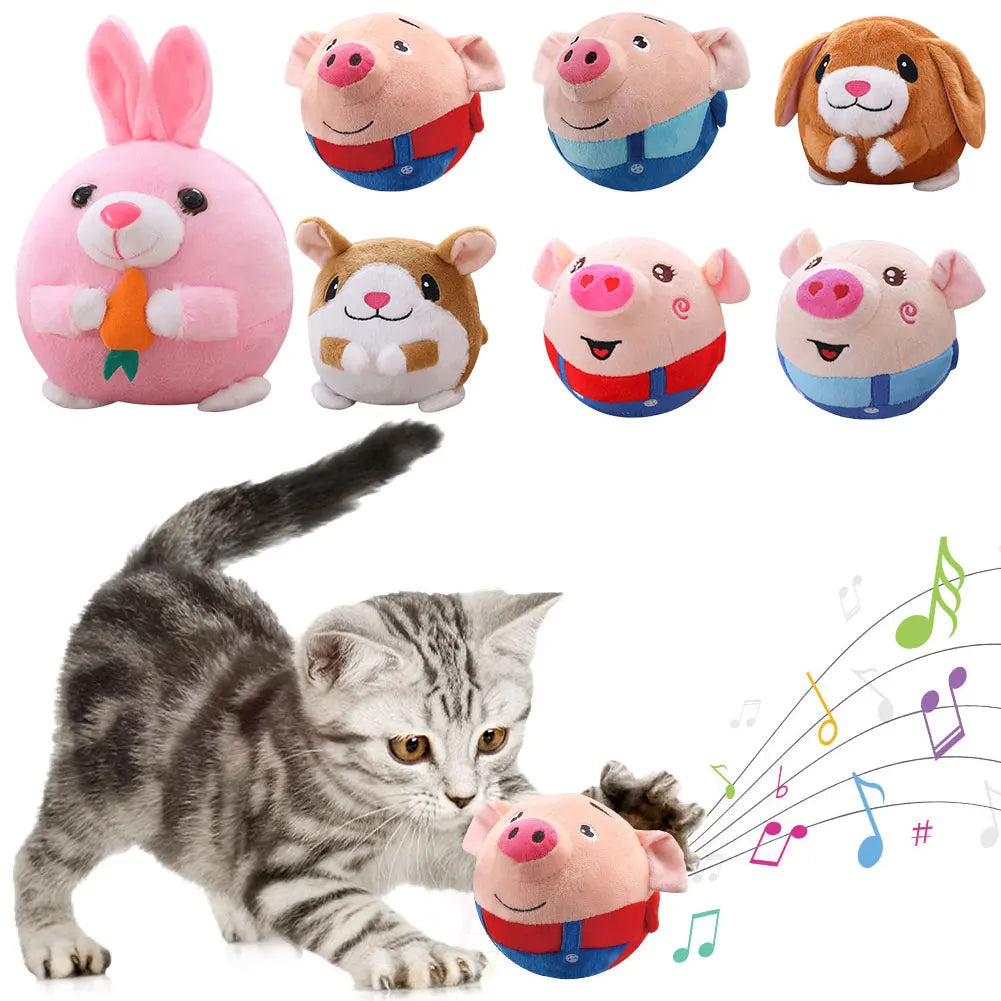 Cartoon Pig Plush Toy – USB Rechargeable Moving Dog & Cat Toy