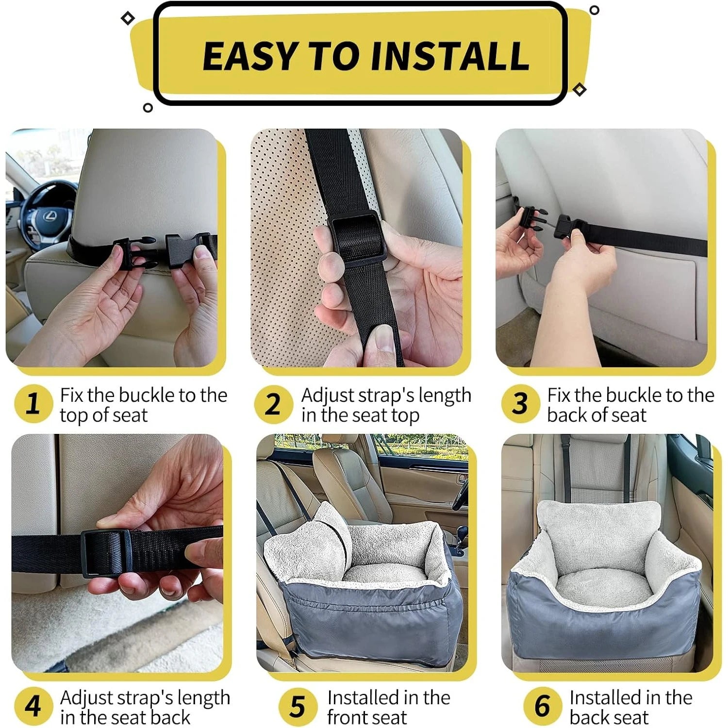 Dog Car Seat for Small Dogs – Washable Soft Booster Seat & Travel Bed | Portable Carseat for Pets Under 25 lbs