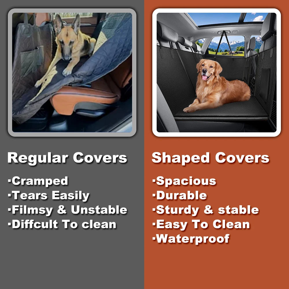 Back Seat Extender for Dogs – Waterproof Dog Car Seat Cover with Hard Bottom | Anti-Scratch Car Protector & Pet Carrier Mat