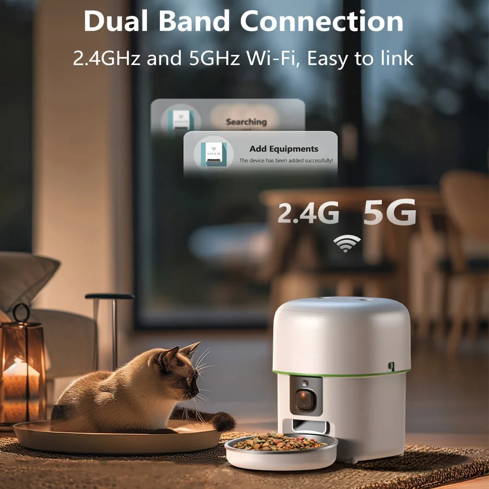 2L Smart Pet Feeder with 5G WiFi & Camera – Automatic Cat & Dog Food Dispenser with Video Monitoring