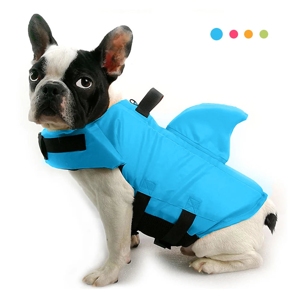 Shark Dog Life Jacket – Enhanced Buoyancy Safety Vest with Handle for Small, Medium & Large Dogs