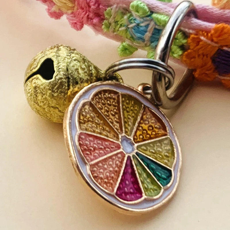 Adjustable Pet Collar with Bell – Colorful Cartoon Footprint Design for Puppies, Dogs & Cats