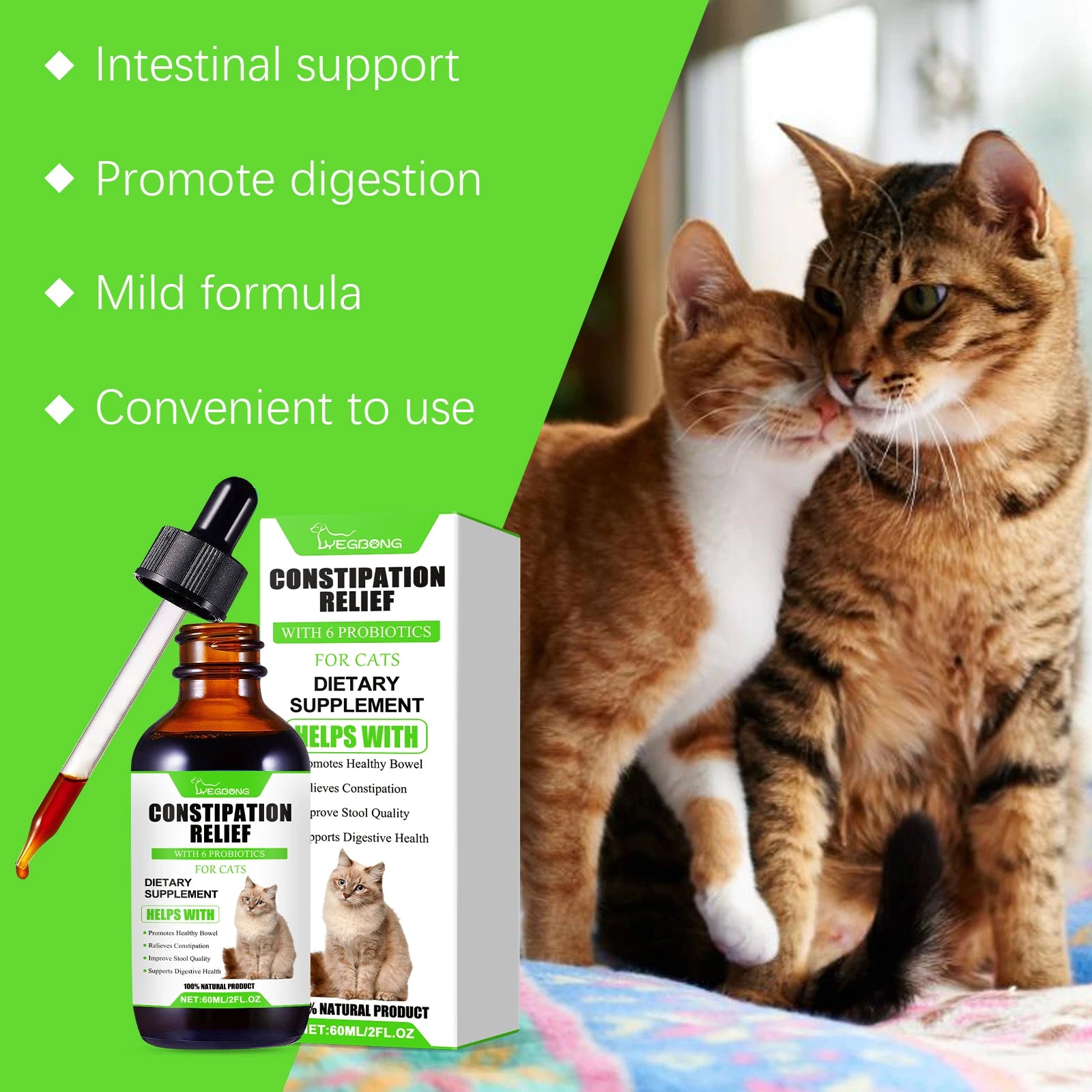 Yegbong Cat Probiotic Drops – Digestive & Immune Support Supplement | Enhances Vitality, Nutrient Absorption & Overall Health