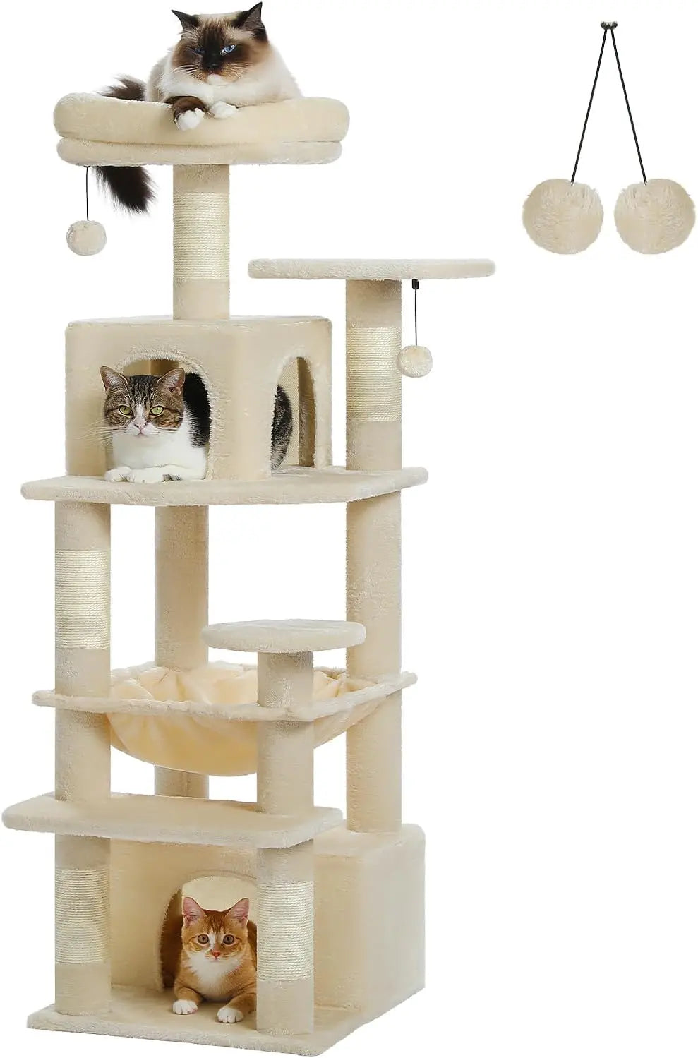 Large Cat Tree Tower with Dual Condos & Scratching Posts – for Large Cats