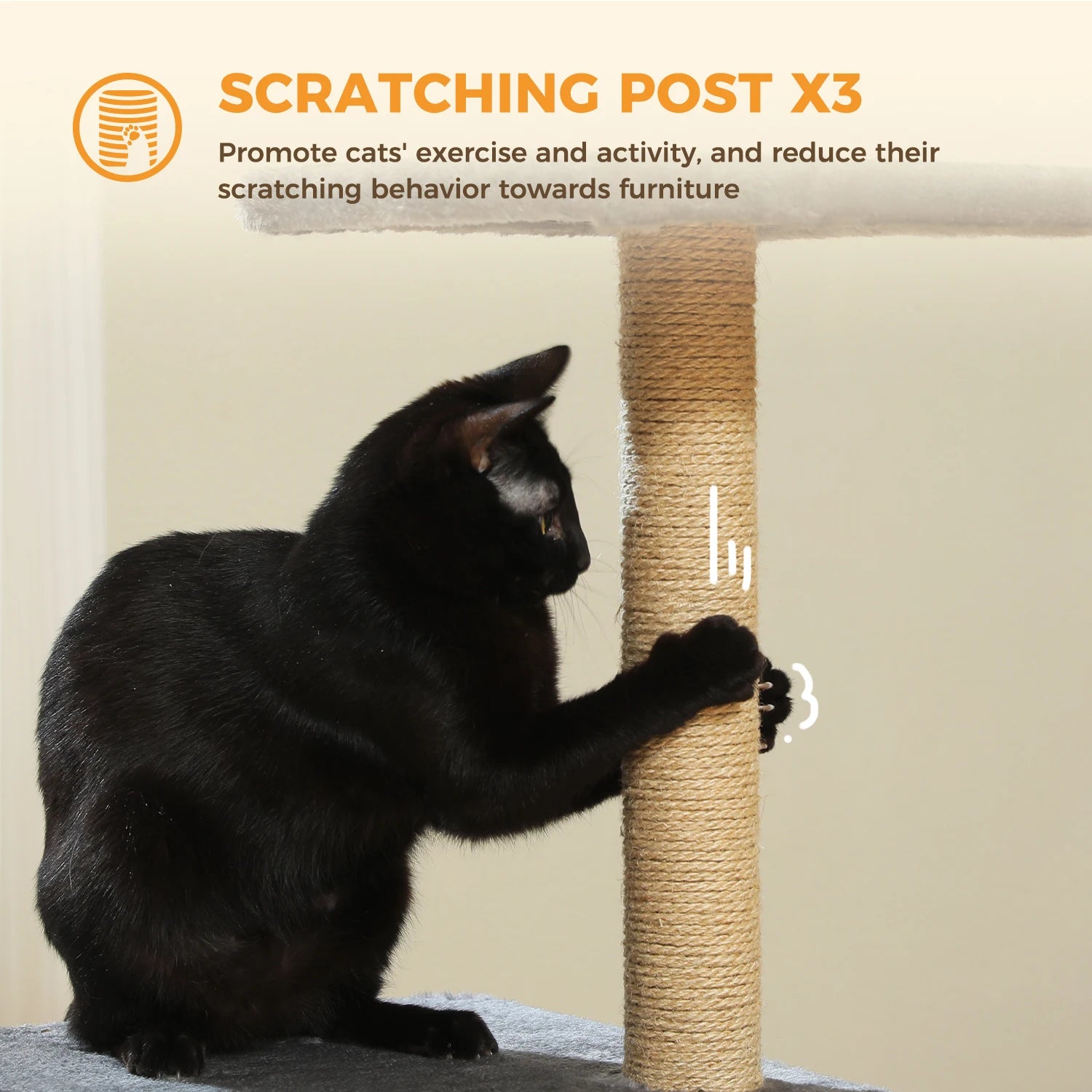 Cat Tree Tower for Indoor Cats – 2 Styles Cat Activity Center with Scratching Posts, Large Hammock & Removable Top Perch (Grey)