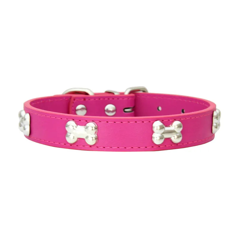 Bone Design Leather Pet Collar – Durable & Stylish Collar for Small and Large Dogs or Cats