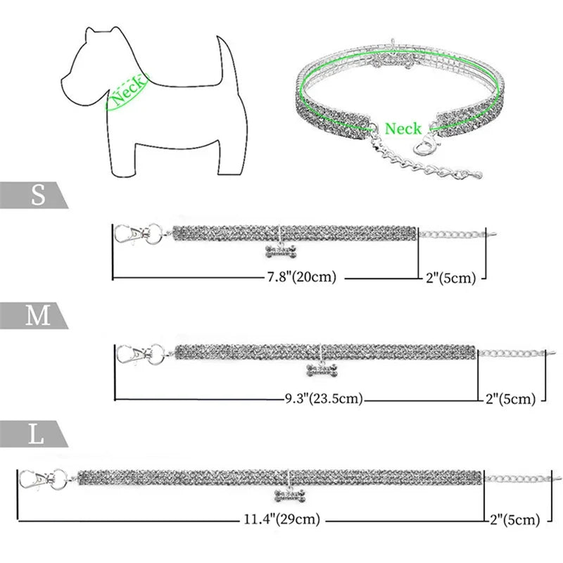 Bling Rhinestone Dog Collar – Crystal Pet Collar for Small and Medium Dogs