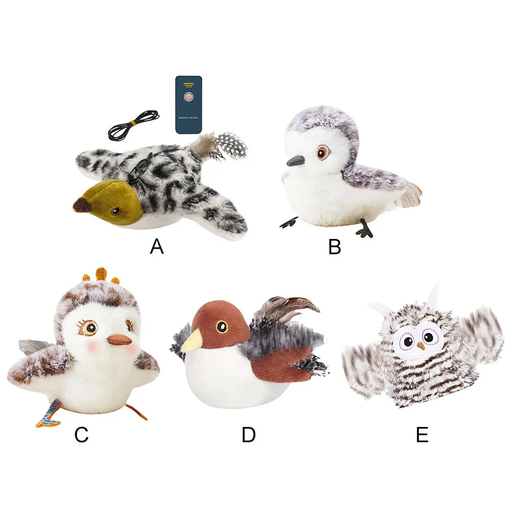 Flying Bird Cat Toy – Rechargeable Flapping Wings & Chirping Sparrow, Interactive Indoor Toy for Cats & Kittens