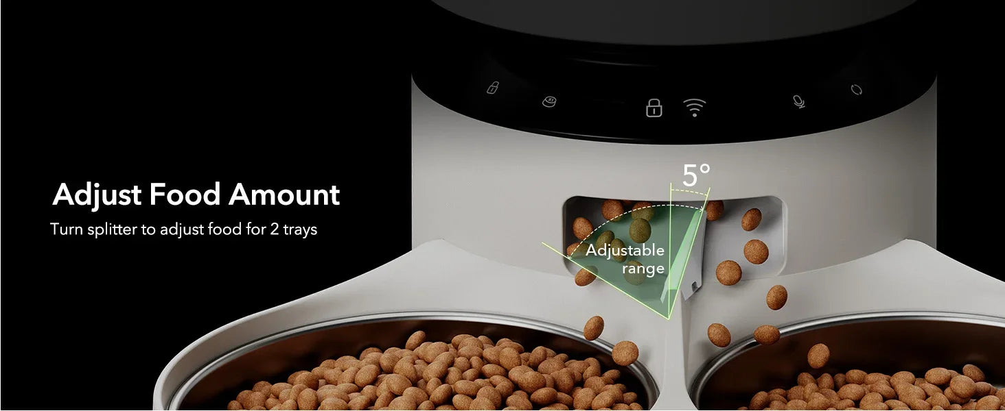 Automatic Cat Feeder – 5G WiFi Pet Feeder for Two Cats or Dogs with Remote Control & Low Food Sensor, 5L Capacity