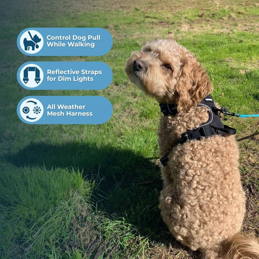No-Pull Dog Harness – Adjustable Reflective Training Vest with Dual Leash Attachment & Control Handle