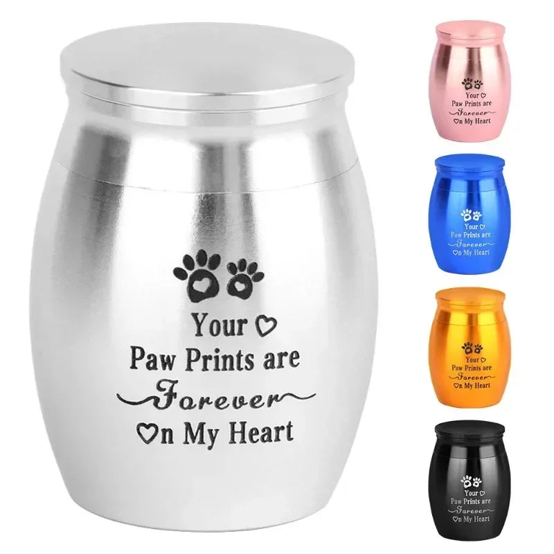 Metal Pet Urn – Decorative Keepsake Urn for Dog, Cat & Bird Ashes, Portable Memorial Cremation Urn
