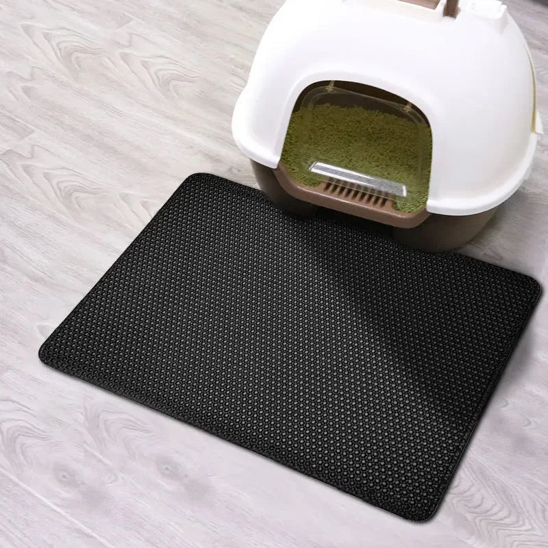 Double-Layer Waterproof Cat Litter Mat – Non-Slip, Washable Trap Pad with Bonus Gift