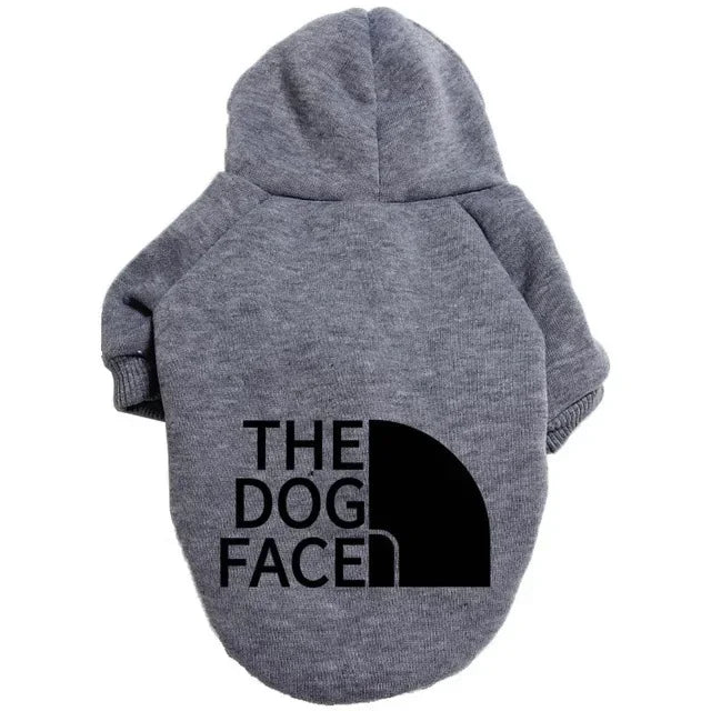 Pet Dog Hoodie – Autumn/Winter Sweatshirt for Large Dogs with “Dog Face” Text Pattern