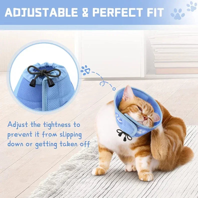 Adjustable Soft Cat Recovery Cone – Anti-Bite Protective Collar for Cats & Small Dogs