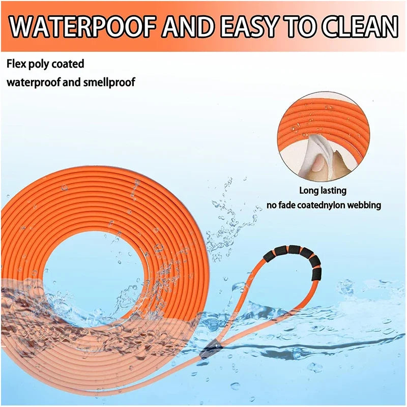 Waterproof Long Dog Training Leash – Durable PVC Lead for Recall, Yard, Beach & Outdoor Play (5FT, 10FT, 20FT, 30FT)