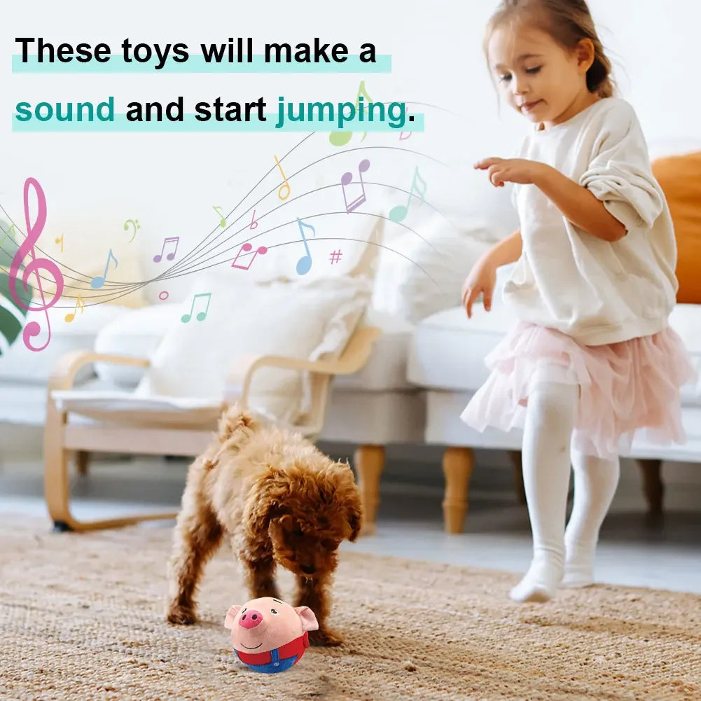 Electronic Interactive Dog Toy Ball – Bouncing, Music & Vibration Plush Chew Ball for Puppies