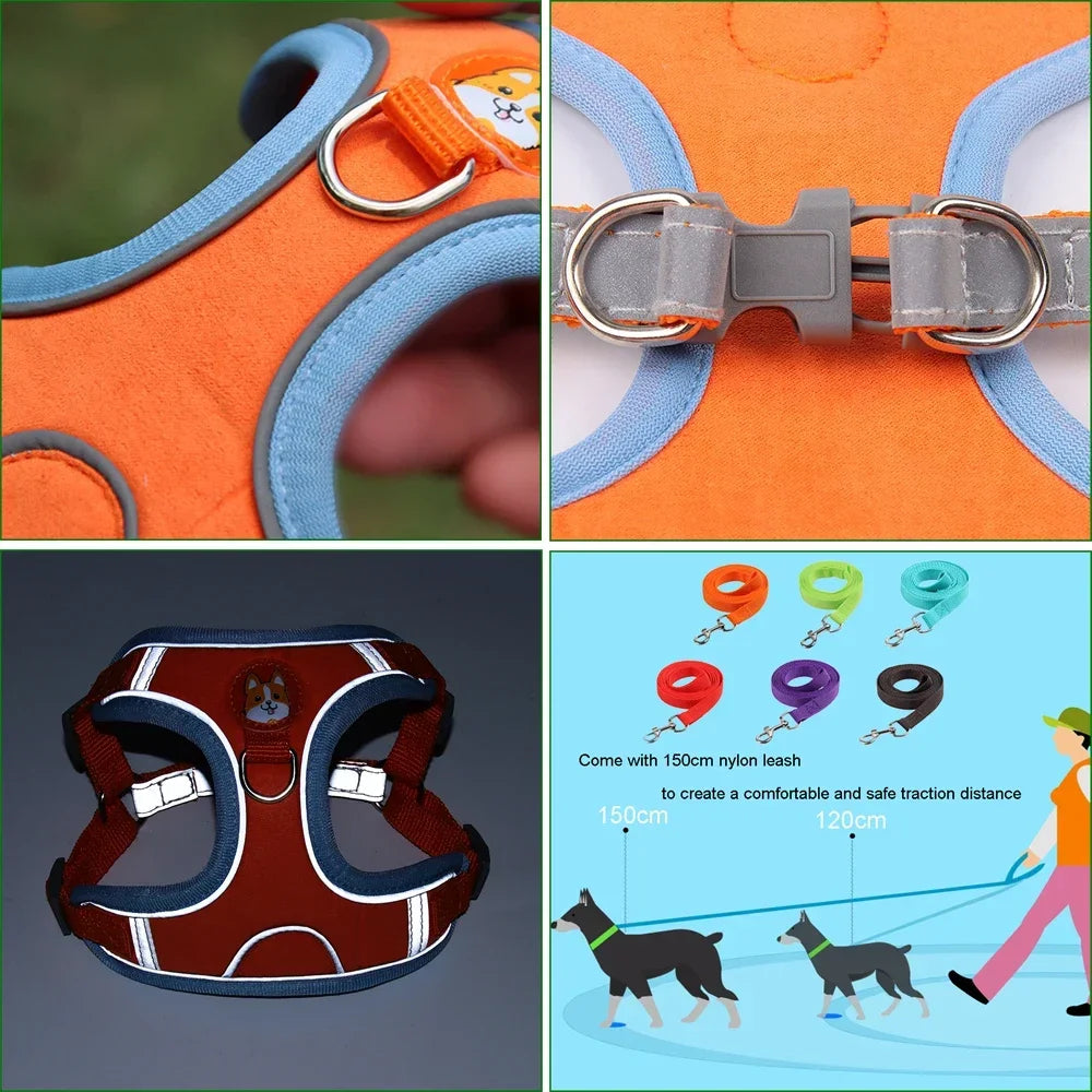 No Pull Dog Harness and Leash Set – Adjustable Reflective Puppy & Cat Vest for Small Dogs, Chihuahuas