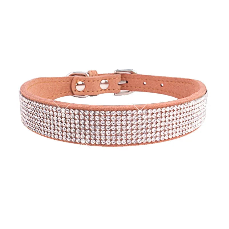 Crystal Glitter Rhinestone Dog Collar – Sparkling Pet Collar with Zinc Alloy Buckle for Small & Medium Dogs and Cats