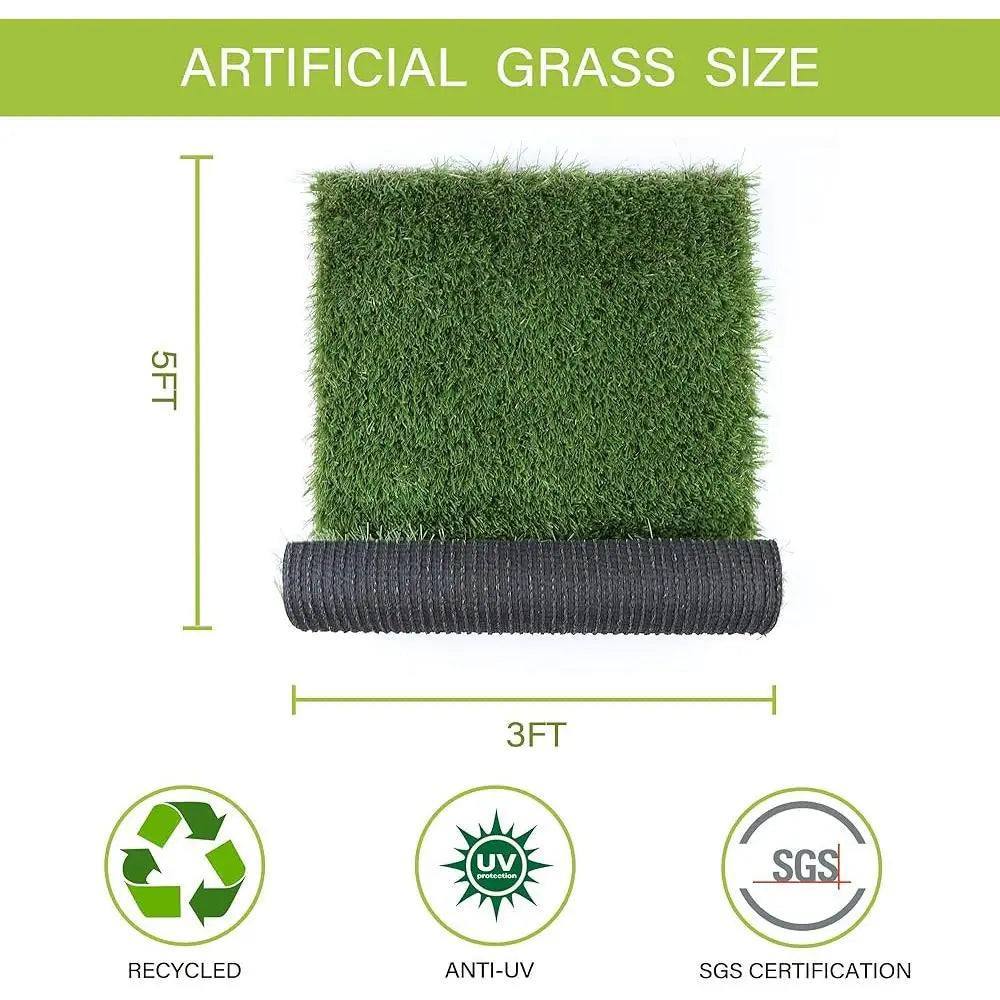 3x5ft Artificial Grass Potty Pad – Large Dog Training Mat with Drainage for Indoor/Outdoor Use
