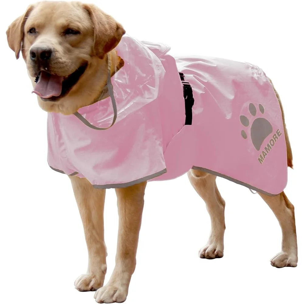 Breathable Waterproof Dog Raincoat – Adjustable Hooded Poncho with Leash Hole & Reflective Strips | For Small, Medium & Large Dogs