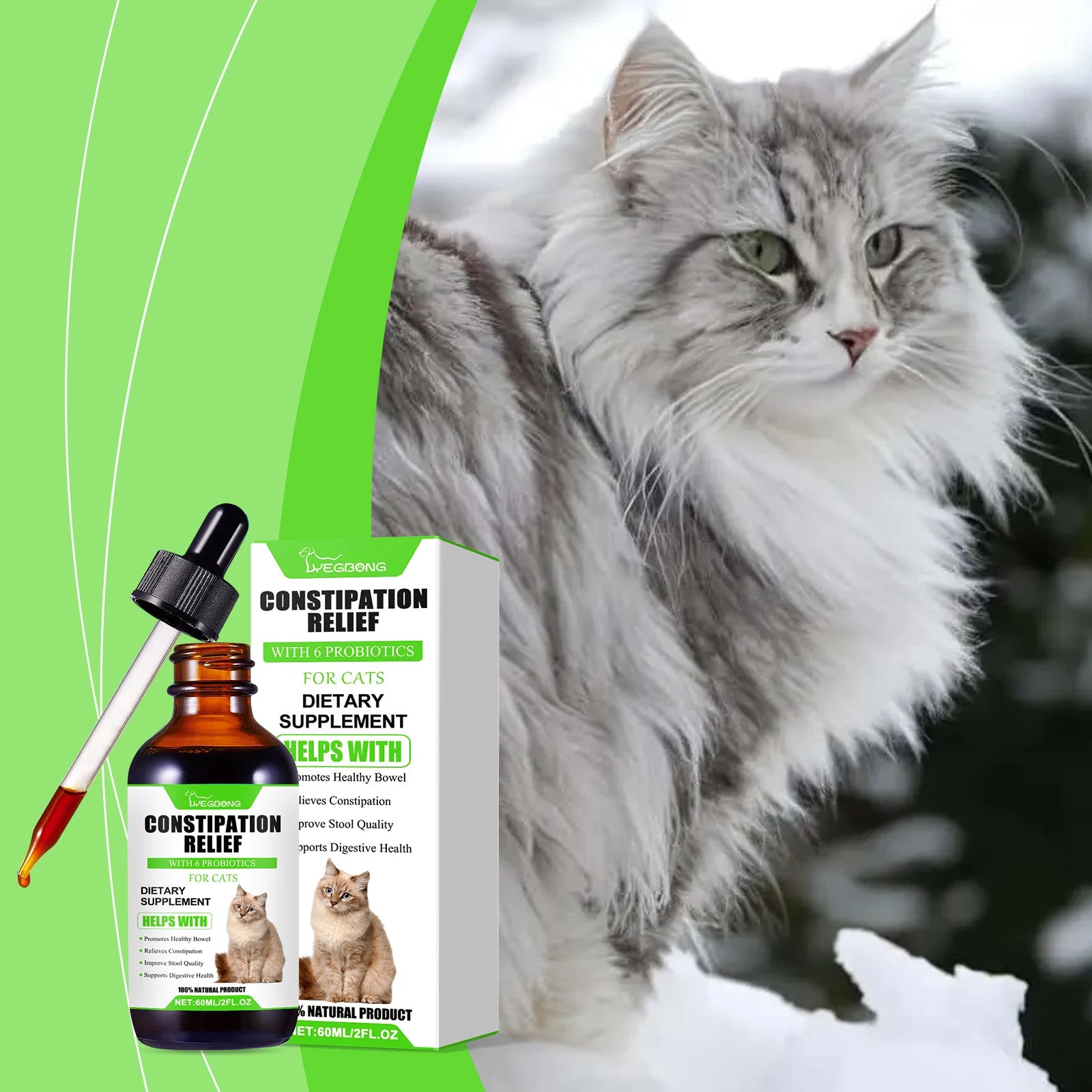 Yegbong Cat Probiotic Drops – Digestive & Immune Support Supplement | Enhances Vitality, Nutrient Absorption & Overall Health