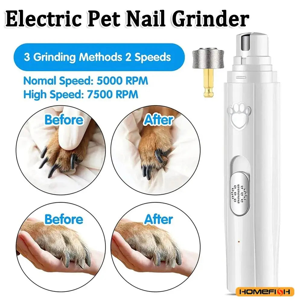 Electric Dog Nail Grinder – USB Rechargeable Pet Nail Clipper & Trimmer with Polisher Wheel for Dogs & Cats