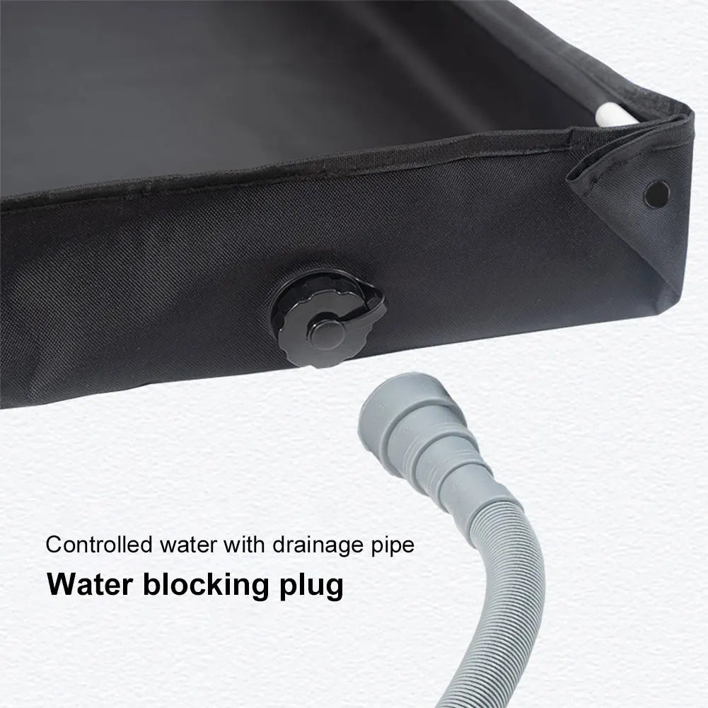 Portable Camping Shower Pan with Drain Hose – Outdoor Shower Base for RV, Tent, Beach & Pet Bath