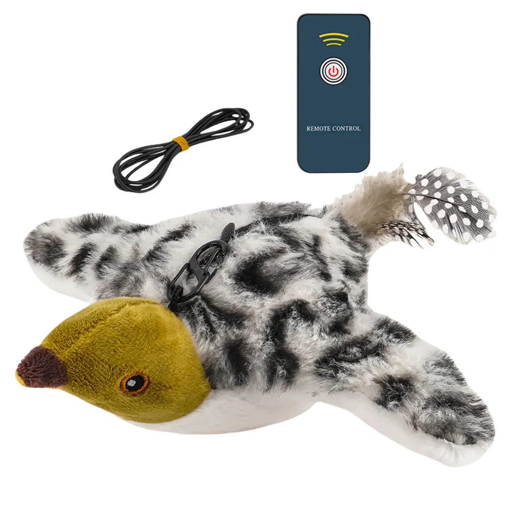 Flying Bird Cat Toy – Rechargeable Flapping Wings & Chirping Sparrow, Interactive Indoor Toy for Cats & Kittens