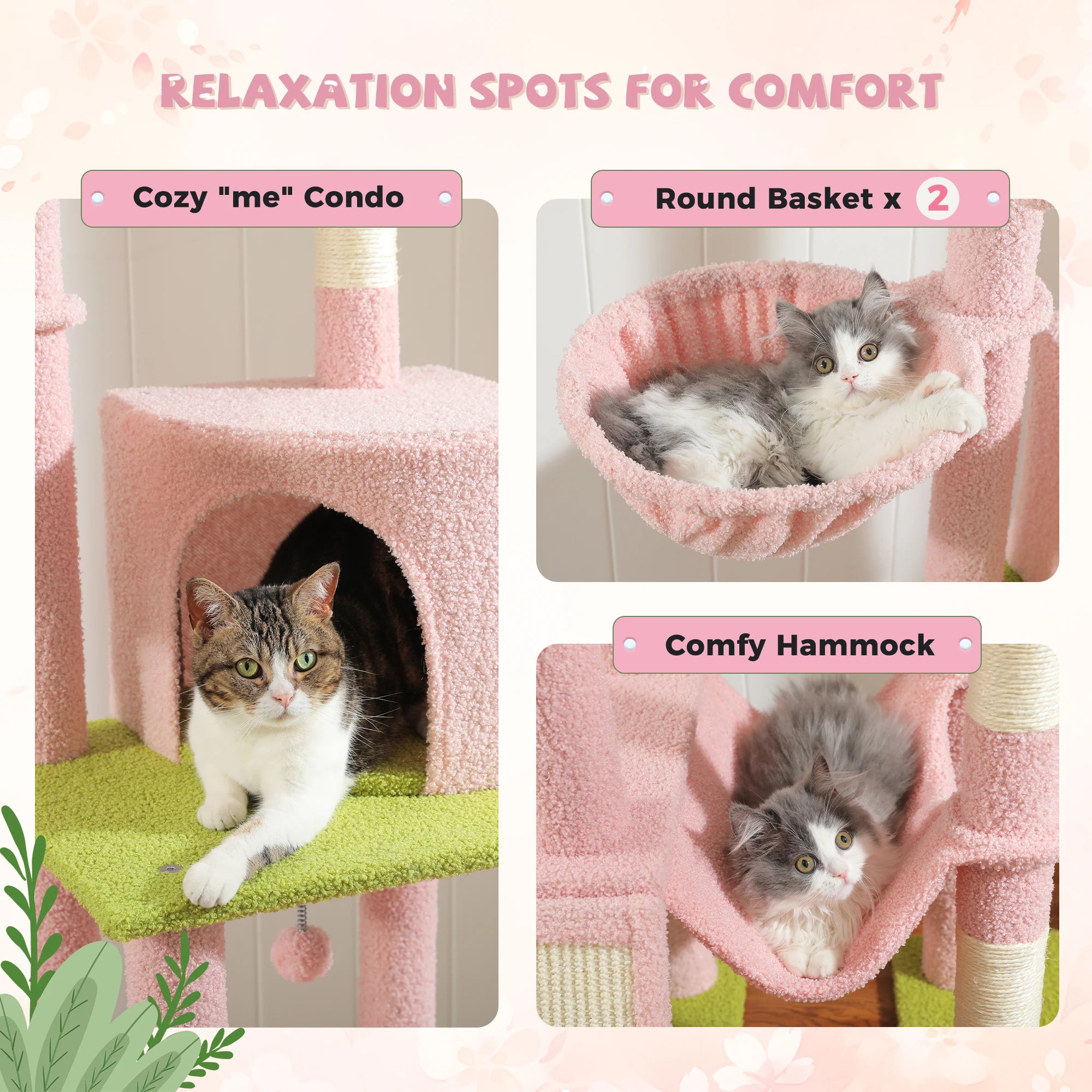 Adjustable Floor-to-Ceiling Cat Tree Tower – Tall Indoor Cat Furniture with Hammock, Cozy Condo & Sisal Scratching Posts