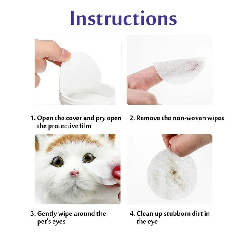 130pcs Pet Eye Wipes – Tear Stain Remover & Gentle Cleaning for Dogs & Cats