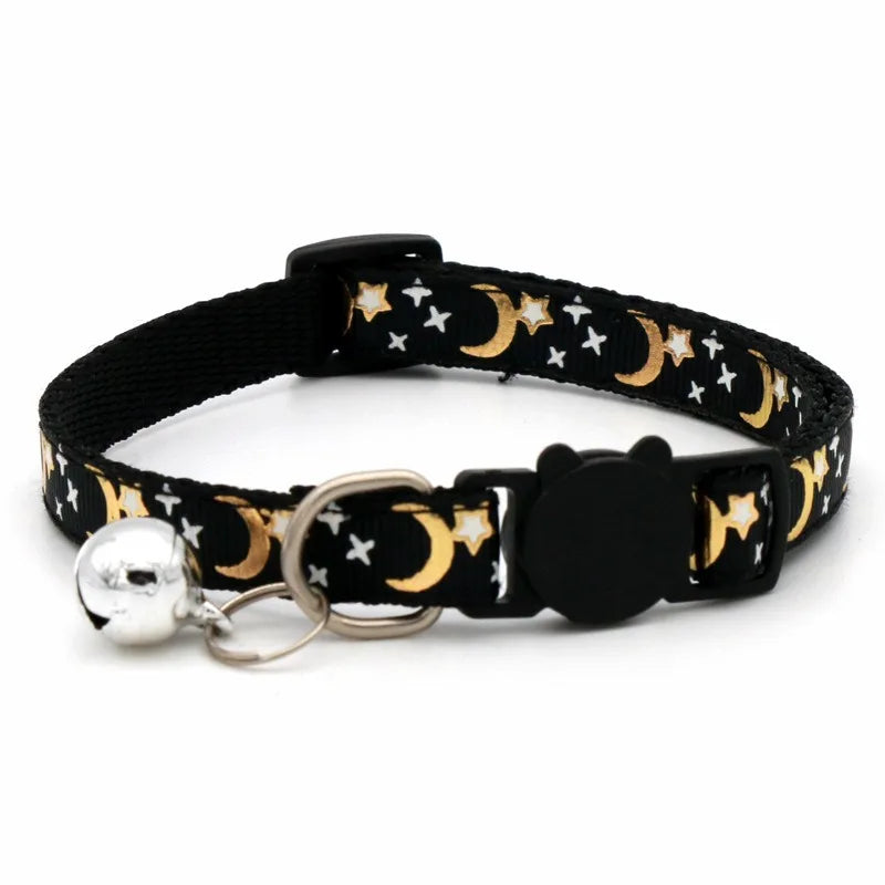 Adjustable Pet Collar with Bell – Colorful Cartoon Footprint Design for Puppies, Dogs & Cats