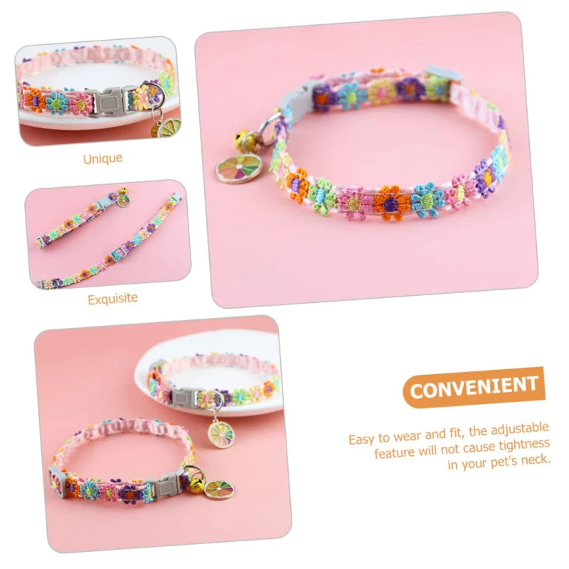 Adjustable Pet Collar with Bell – Colorful Cartoon Footprint Design for Puppies, Dogs & Cats
