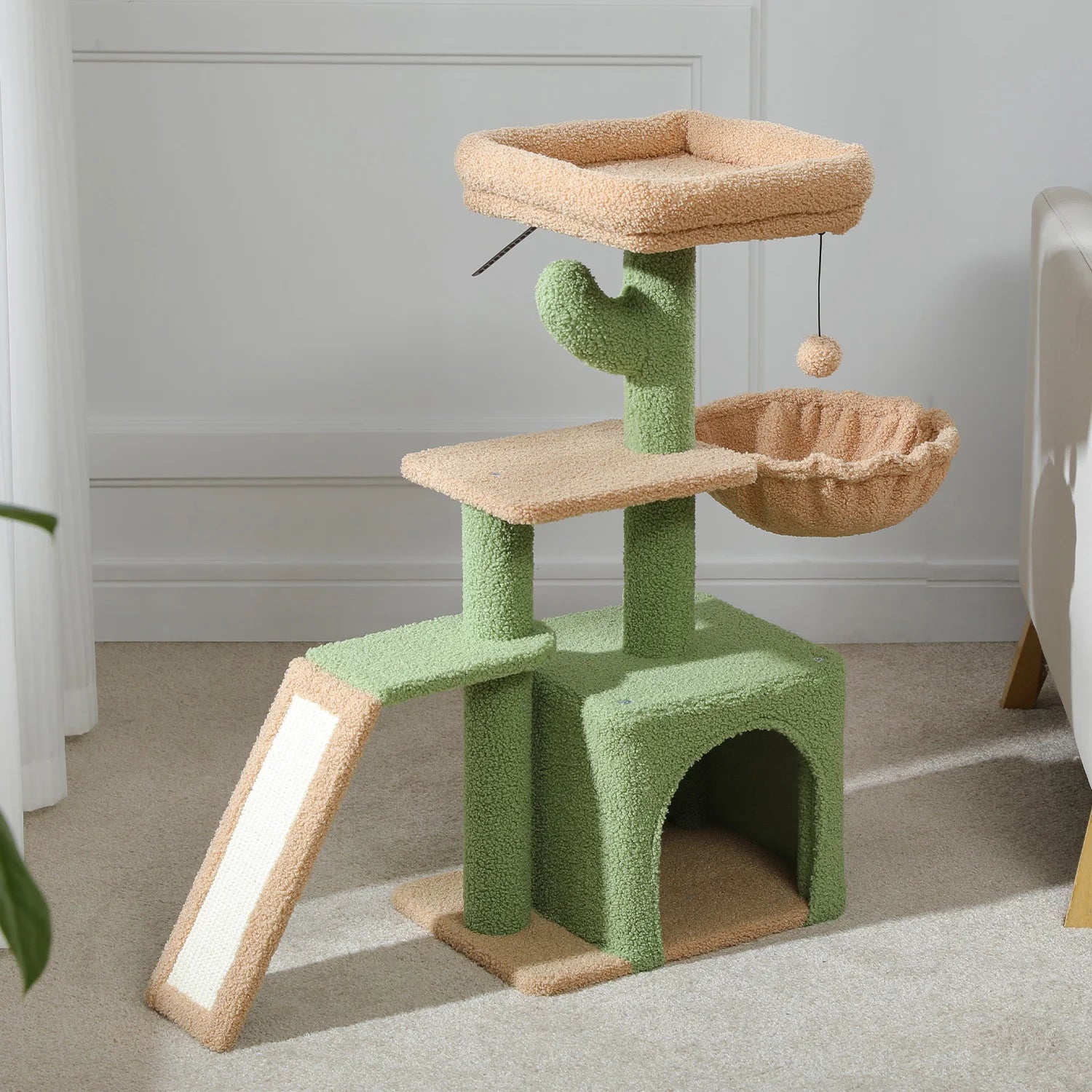 Cat Tree Tower for Indoor Cats – 2 Styles Cat Activity Center with Scratching Posts, Large Hammock & Removable Top Perch (Grey)