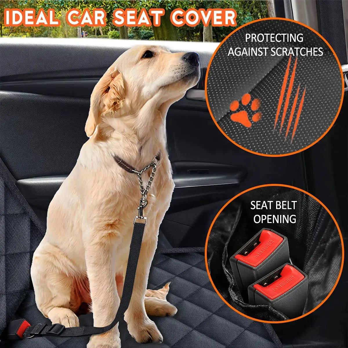 Pet Dog Car Seat Cover – Foldable Waterproof Travel Carrier Mat | Non-Slip Rear Seat Protector for Medium & Large Dogs