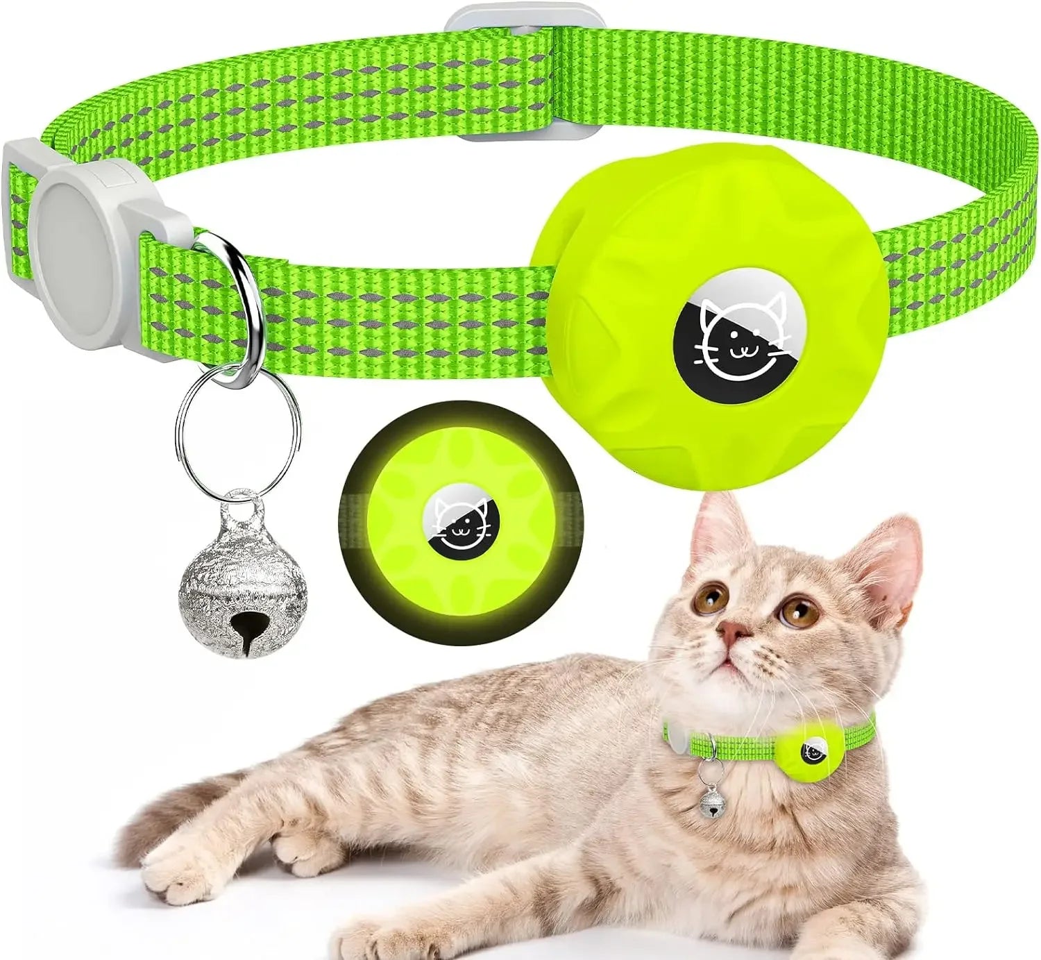 Apple AirTag Cat Collar – Adjustable Reflective GPS Kitten Collar with AirTag Holder & Bell for Boy & Girl Cats