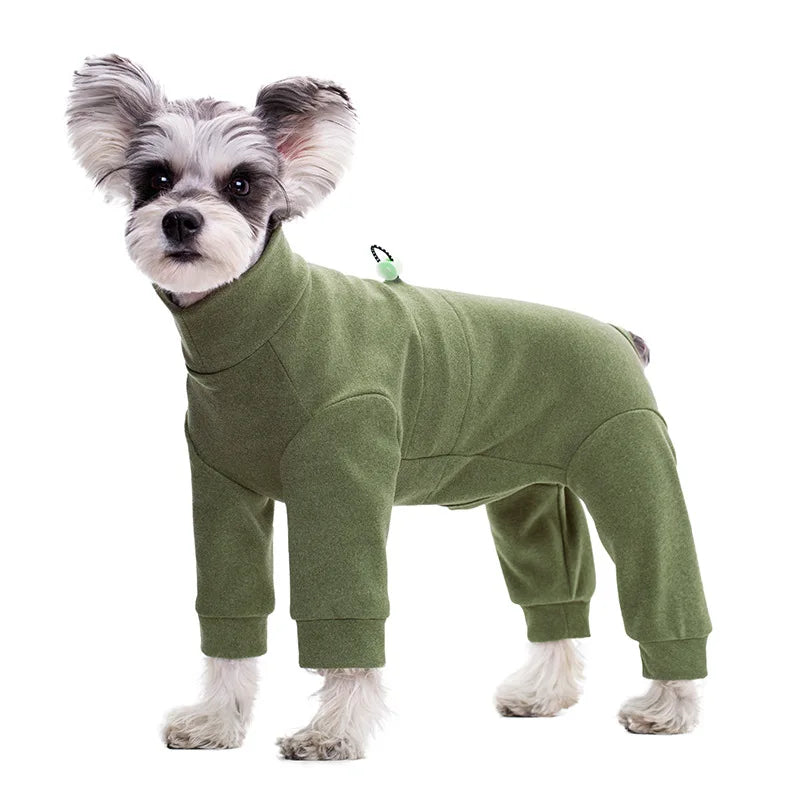 Winter Dog Pajamas – Soft Velvet Warm Jumpsuit for Small Dogs with High Neck