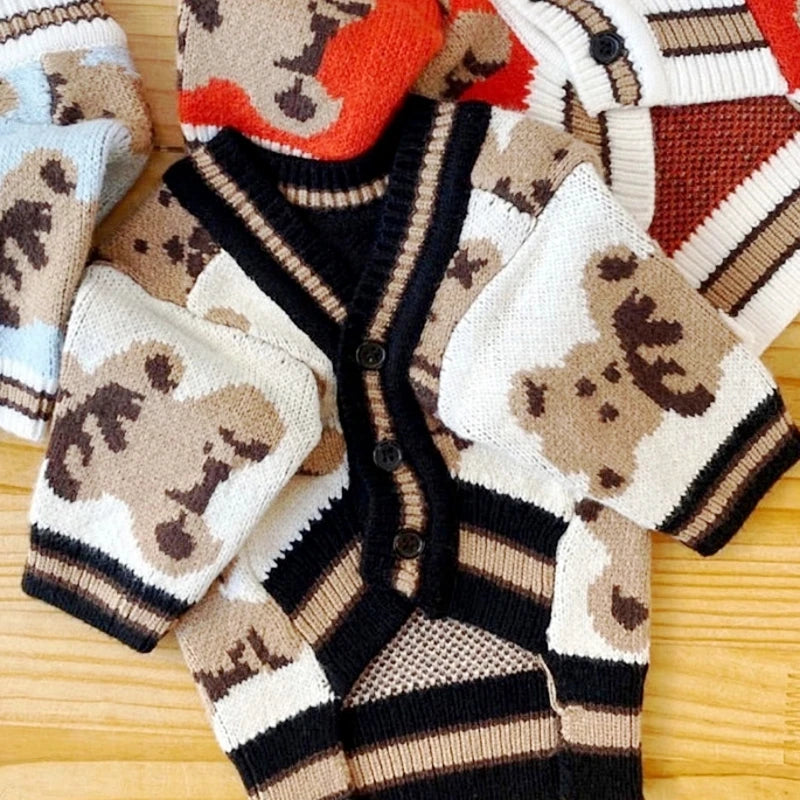 Luxury Striped Pet Cardigan Sweater – Warm Knit Outfit for Small Dogs & Cats (Chihuahua, Bichon Frise, Puppies & Kittens)